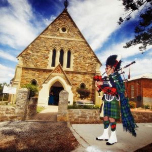 Man playing bagpipes